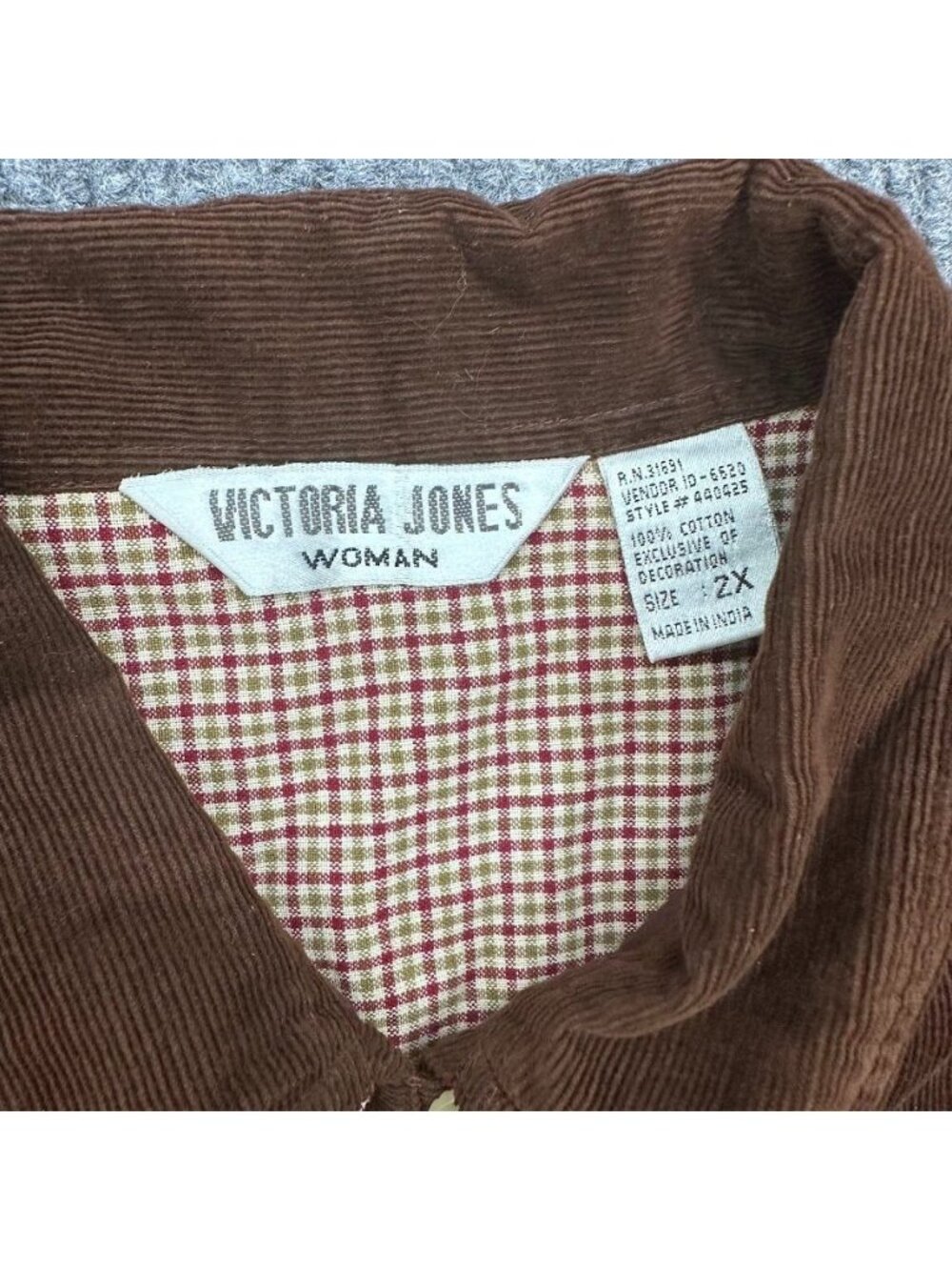 Vintage Victoria Jones 90s Fall Themed Corduroy Vest Leaf Apple Womens size 2X - Picture 2 of 5